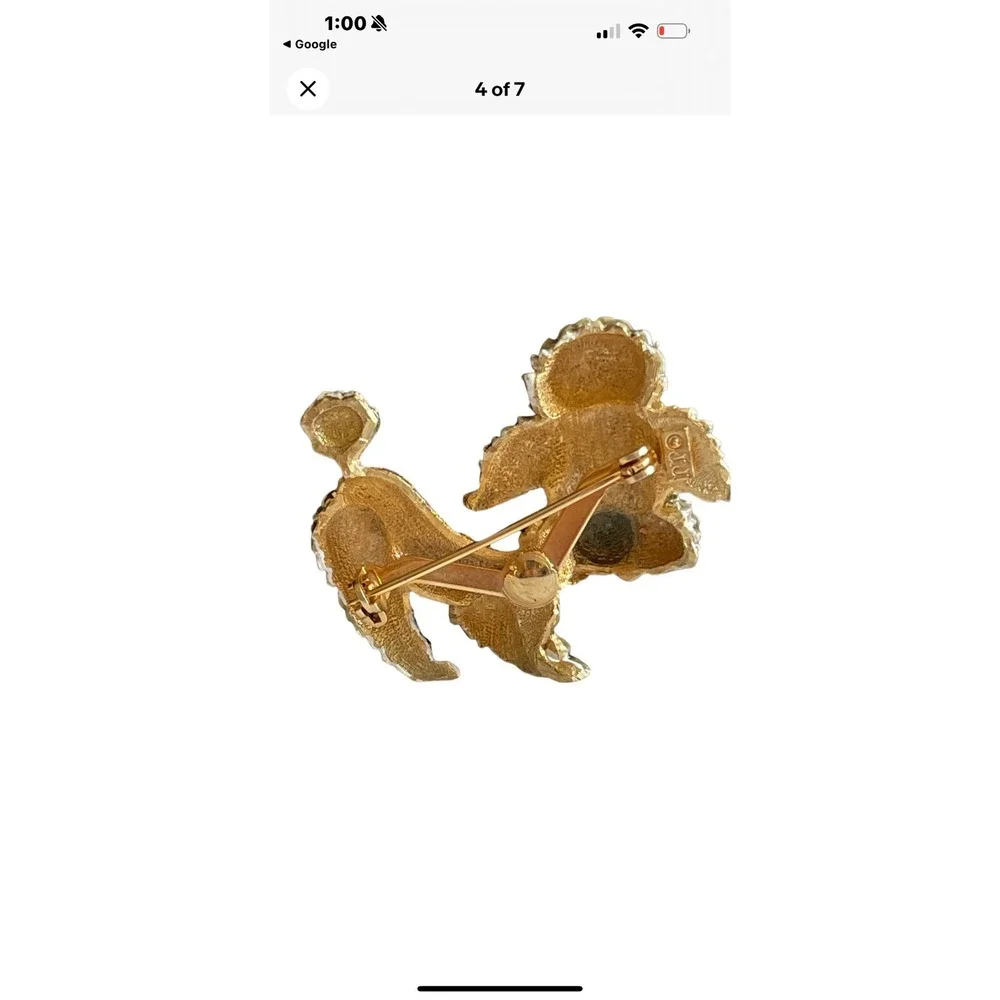 Retro Gold Poodle Brooch Vintage JJ Jonette Jewelry Pin